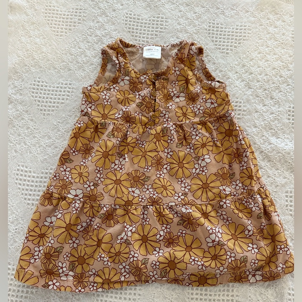 Little Co. Floral Tiered Dress in Mustard